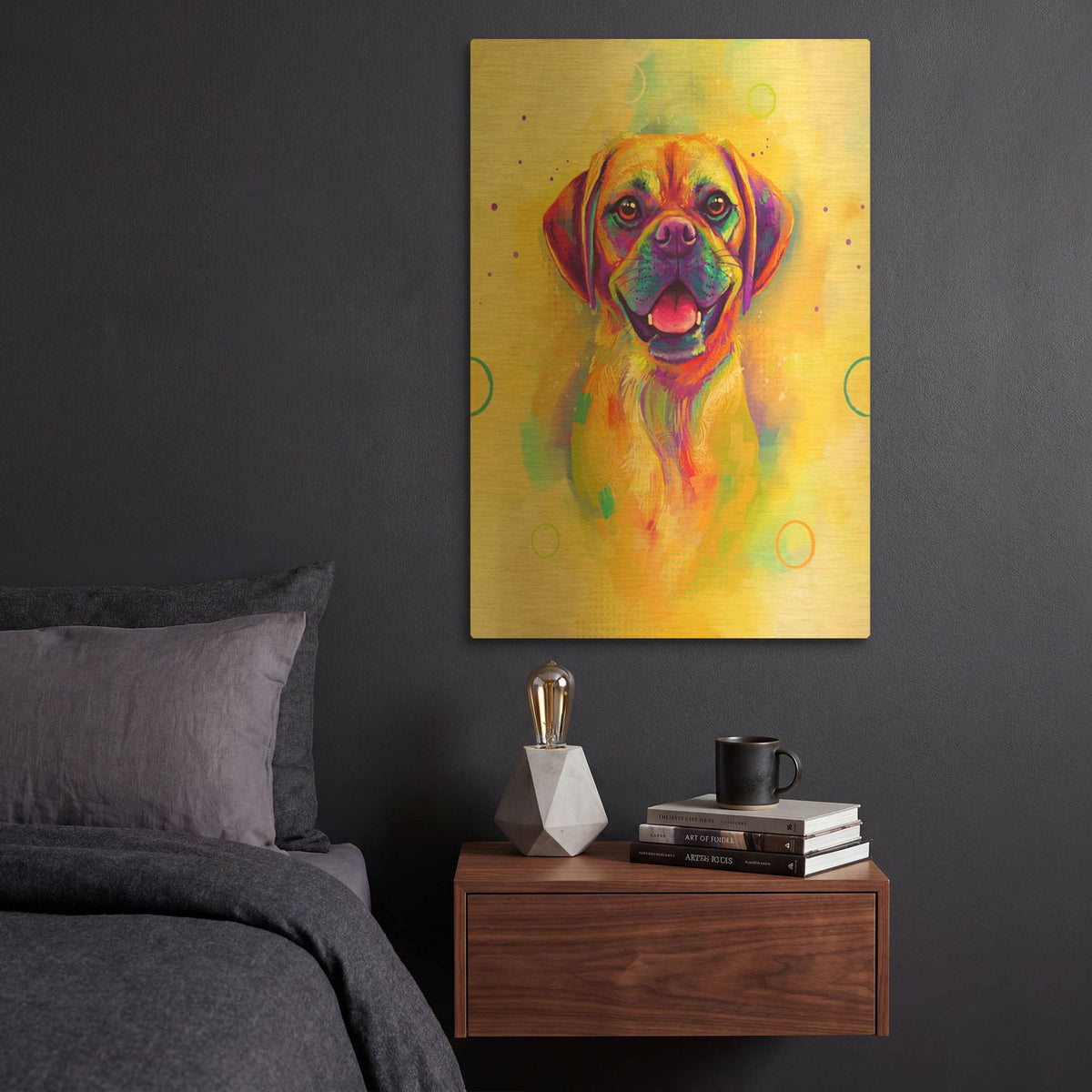 'Pop Art Puggle' By Furbaby Affiliates Gold Metal Wall Art