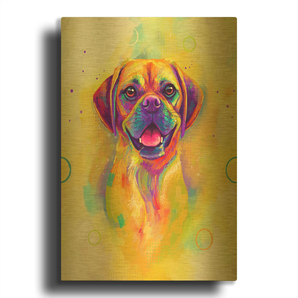 'Pop Art Puggle' By Furbaby Affiliates Gold Metal Wall Art