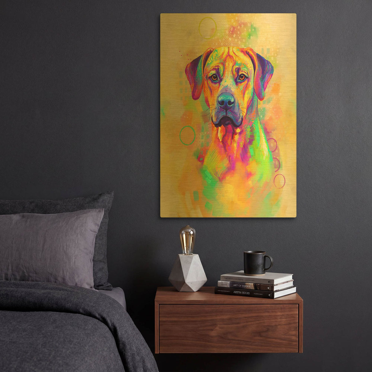 'Pop Art Rhodesian Ridgeback' By Furbaby Affiliates Gold Metal Wall Art