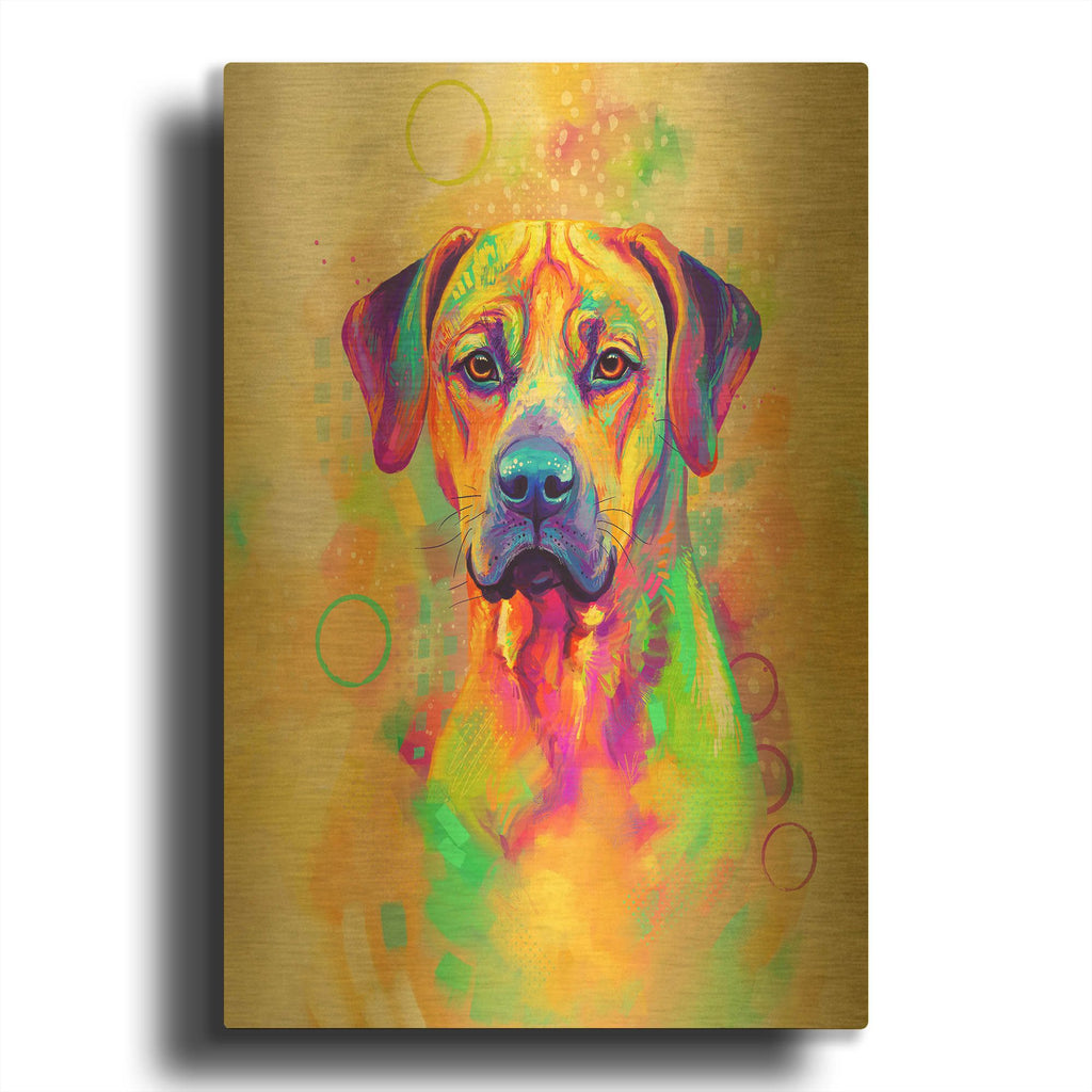 'Pop Art Rhodesian Ridgeback' By Furbaby Affiliates Gold Metal Wall Art