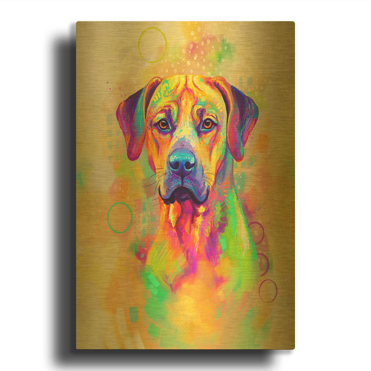'Pop Art Rhodesian Ridgeback' By Furbaby Affiliates Gold Metal Wall Art