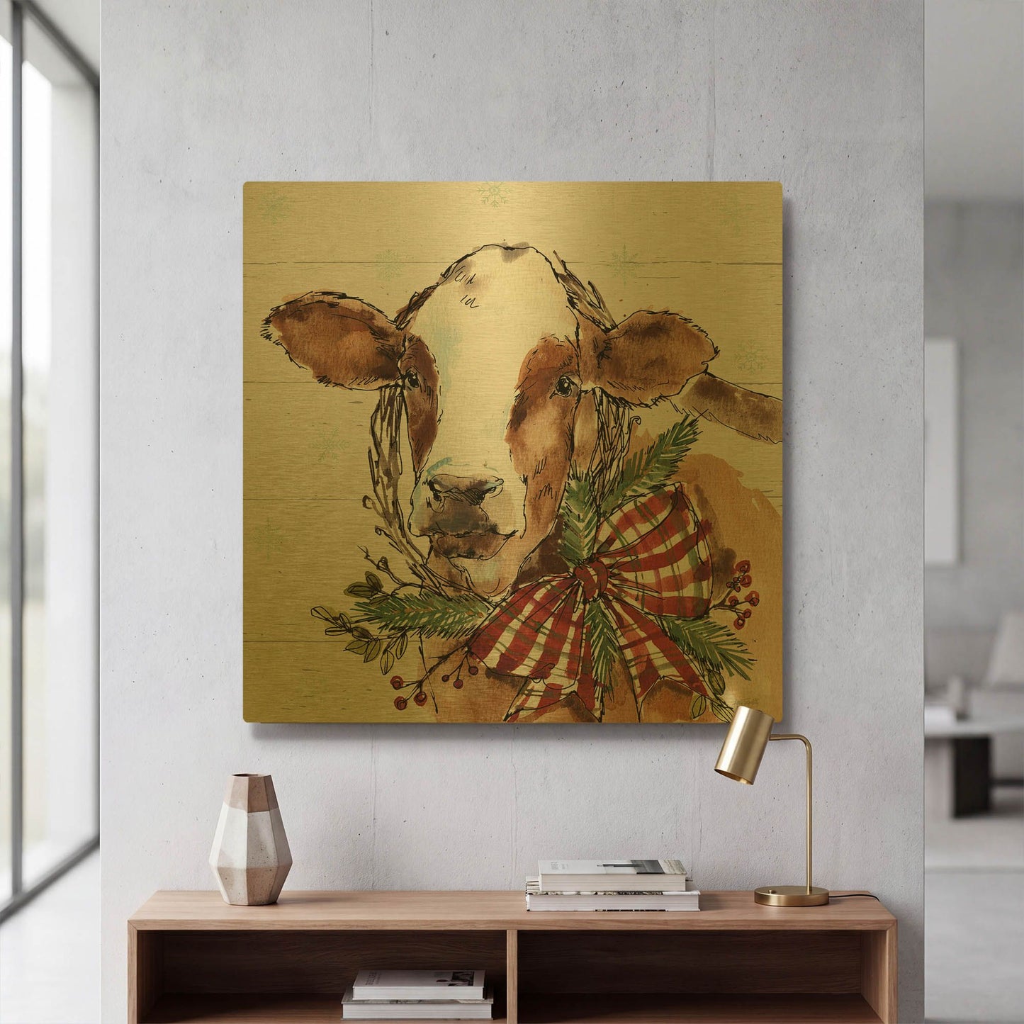 'Holiday on the Farm VIII' By Anne Tavoletti Gold Metal Wall Art