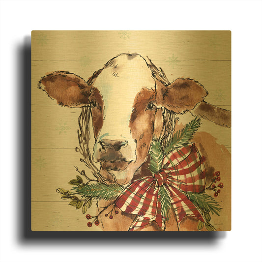'Holiday on the Farm VIII' By Anne Tavoletti Gold Metal Wall Art