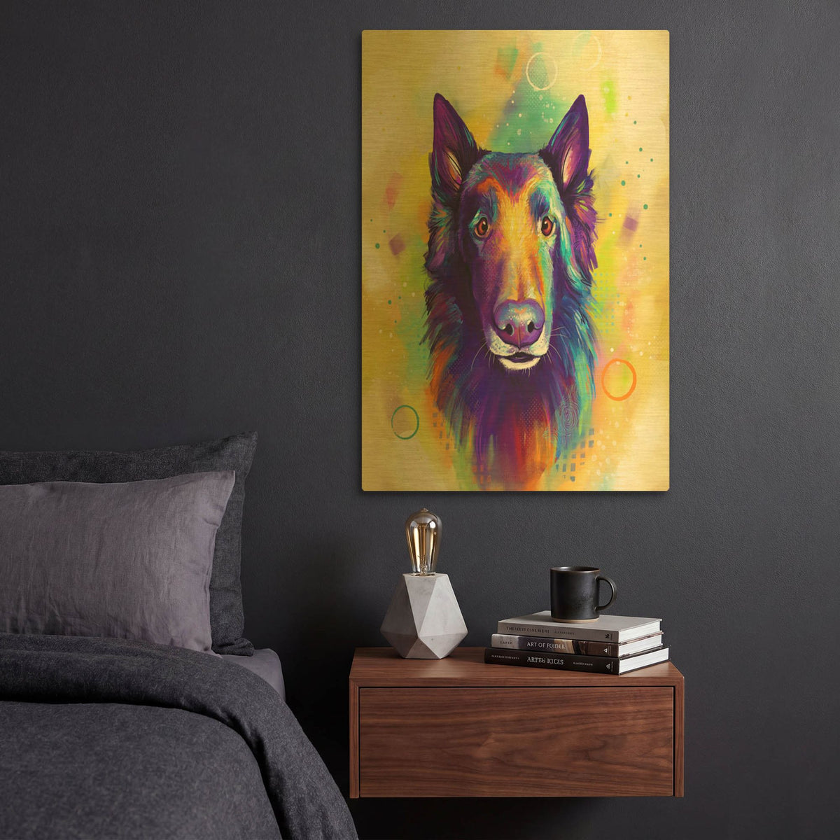 'Pop Art Rough Collie' By Furbaby Affiliates Gold Metal Wall Art