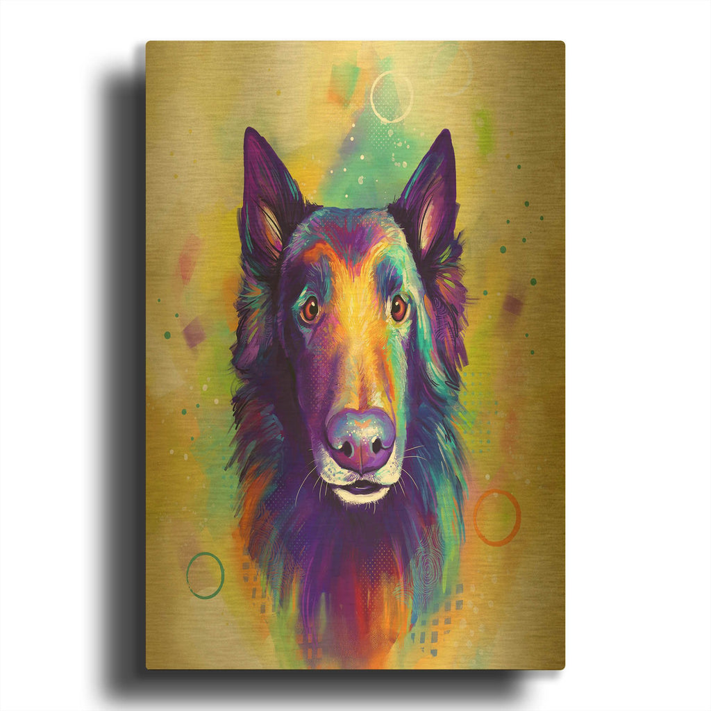'Pop Art Rough Collie' By Furbaby Affiliates Gold Metal Wall Art