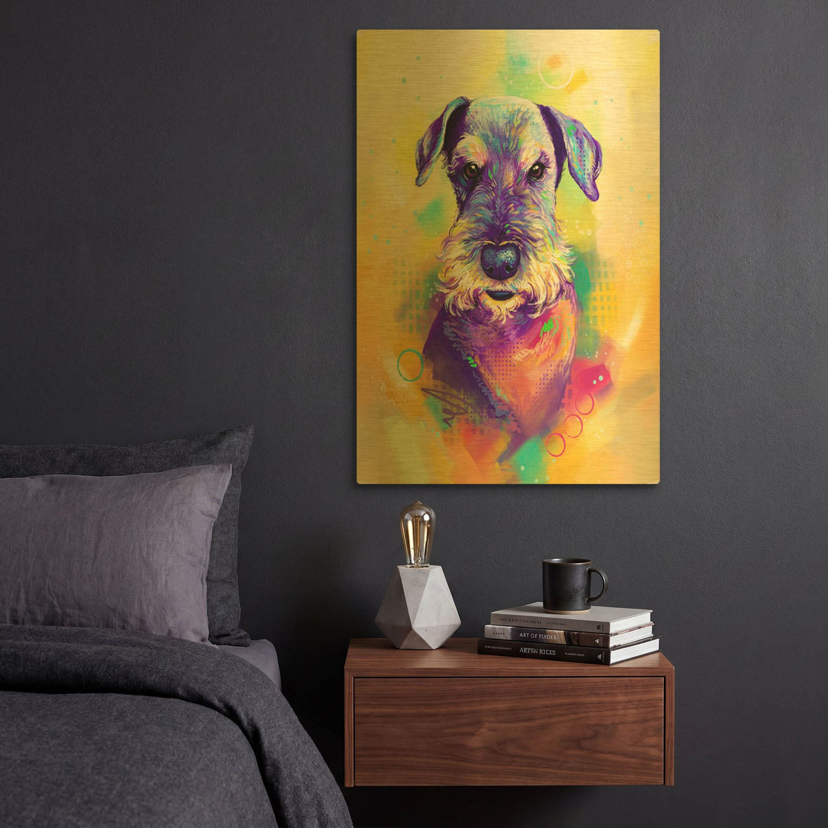 'Pop Art Schnauzer' By Furbaby Affiliates Gold Metal Wall Art