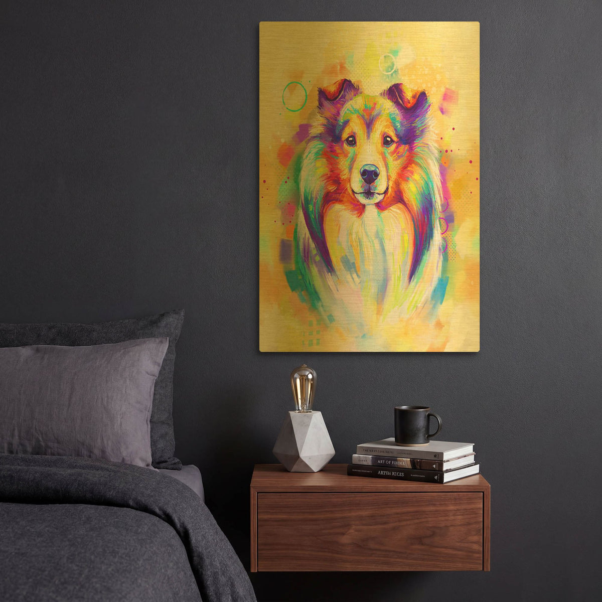 'Pop Art Shetland Sheepdog' By Furbaby Affiliates Gold Metal Wall Art