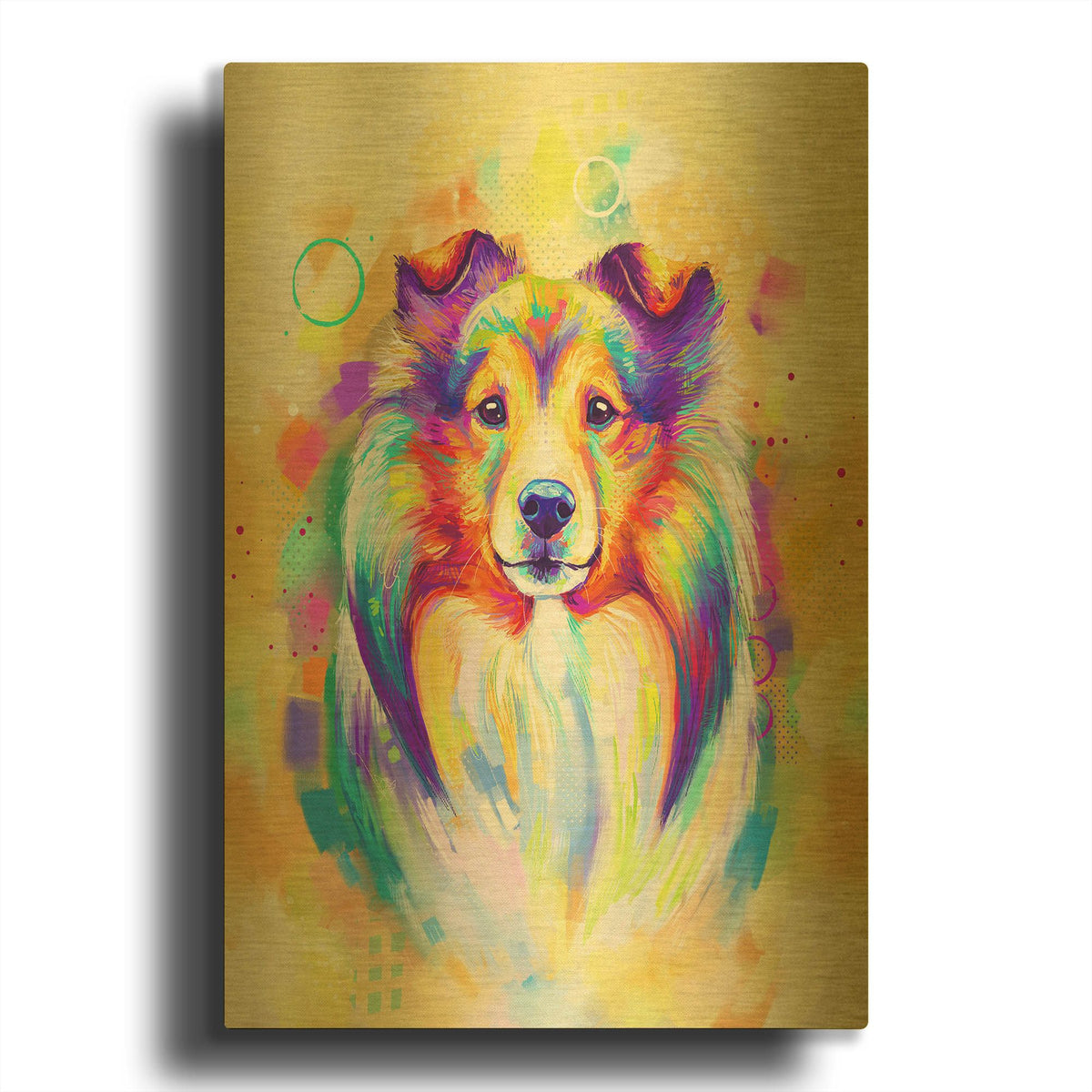 'Pop Art Shetland Sheepdog' By Furbaby Affiliates Gold Metal Wall Art