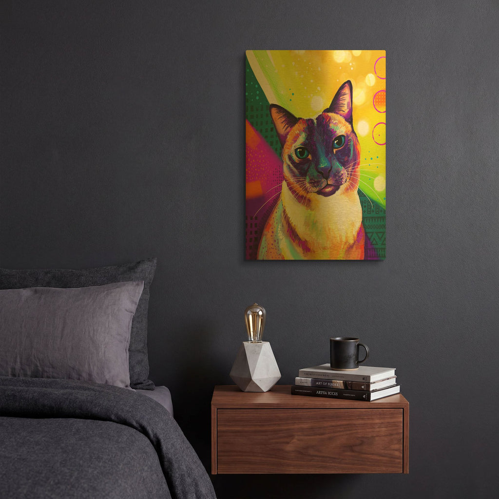 'Pop Art Siamese' By Furbaby Affiliates Gold Metal Wall Art