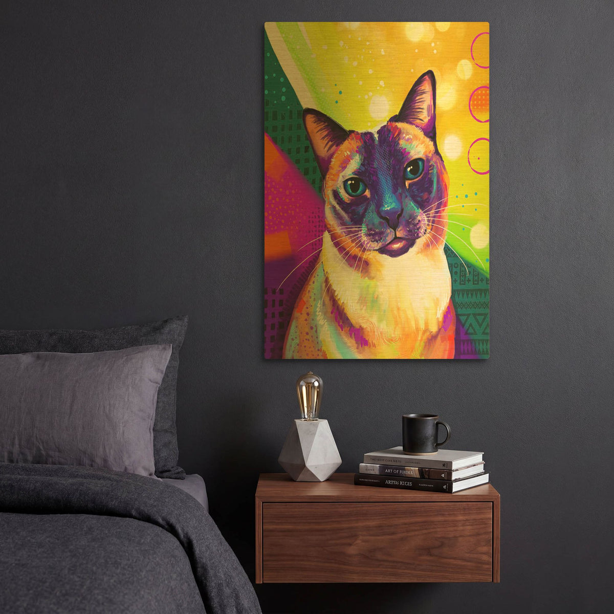 'Pop Art Siamese' By Furbaby Affiliates Gold Metal Wall Art