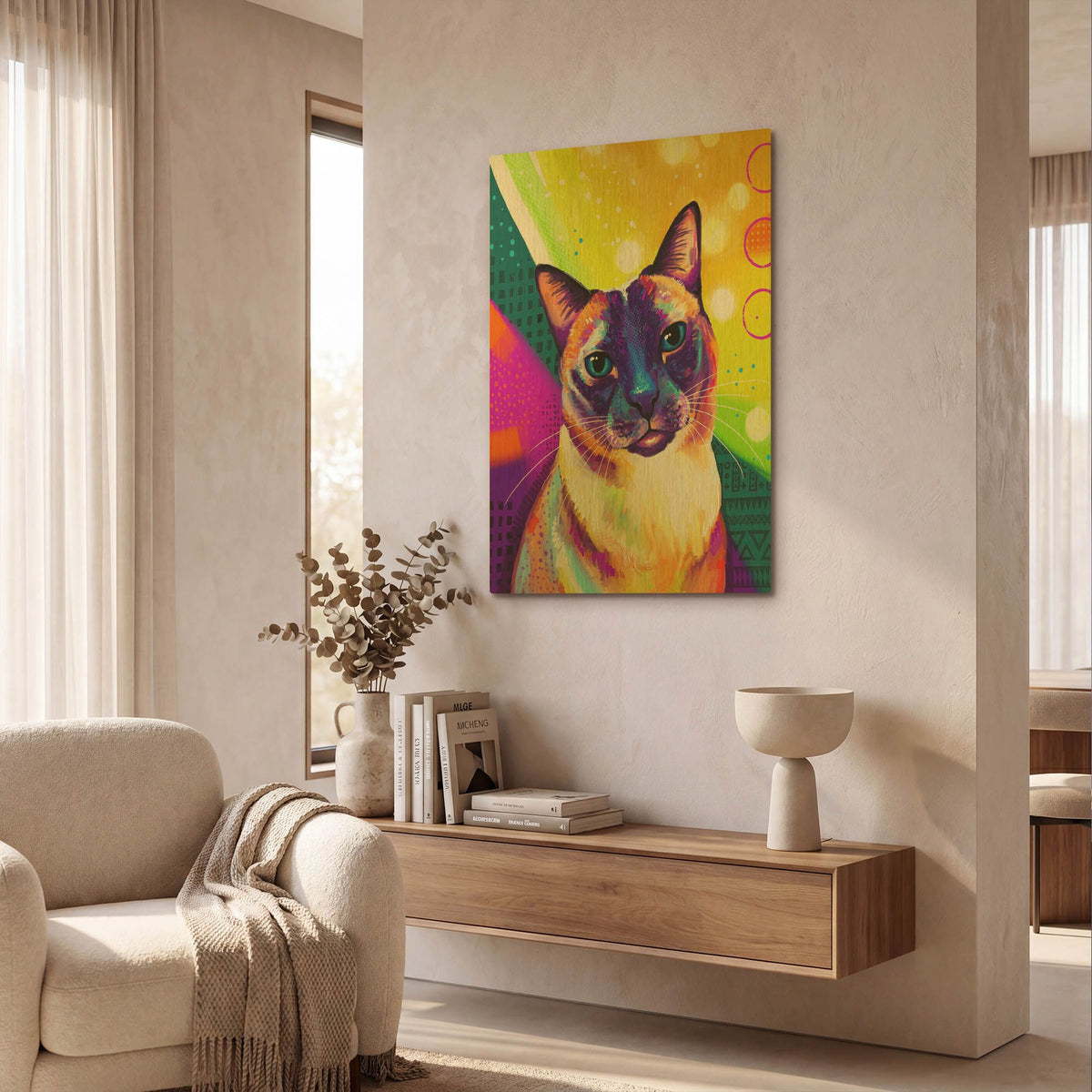 'Pop Art Siamese' By Furbaby Affiliates Gold Metal Wall Art