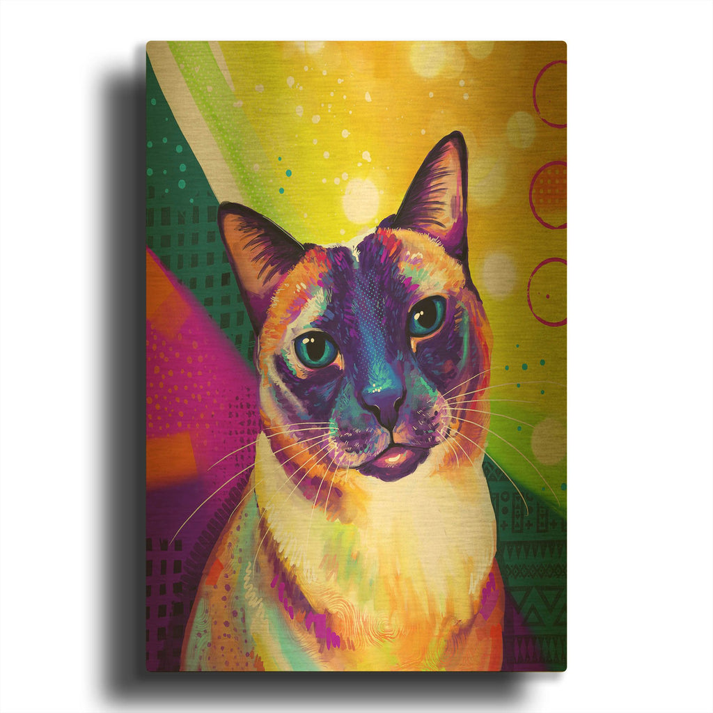 'Pop Art Siamese' By Furbaby Affiliates Gold Metal Wall Art