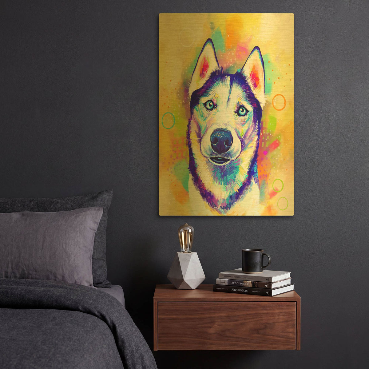 'Pop Art Siberian Husky' By Furbaby Affiliates Gold Metal Wall Art