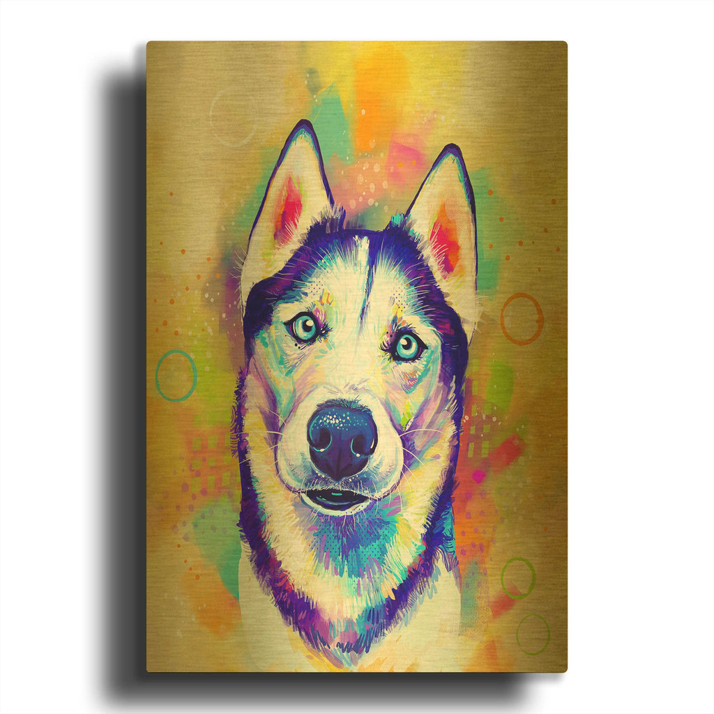 'Pop Art Siberian Husky' By Furbaby Affiliates Gold Metal Wall Art