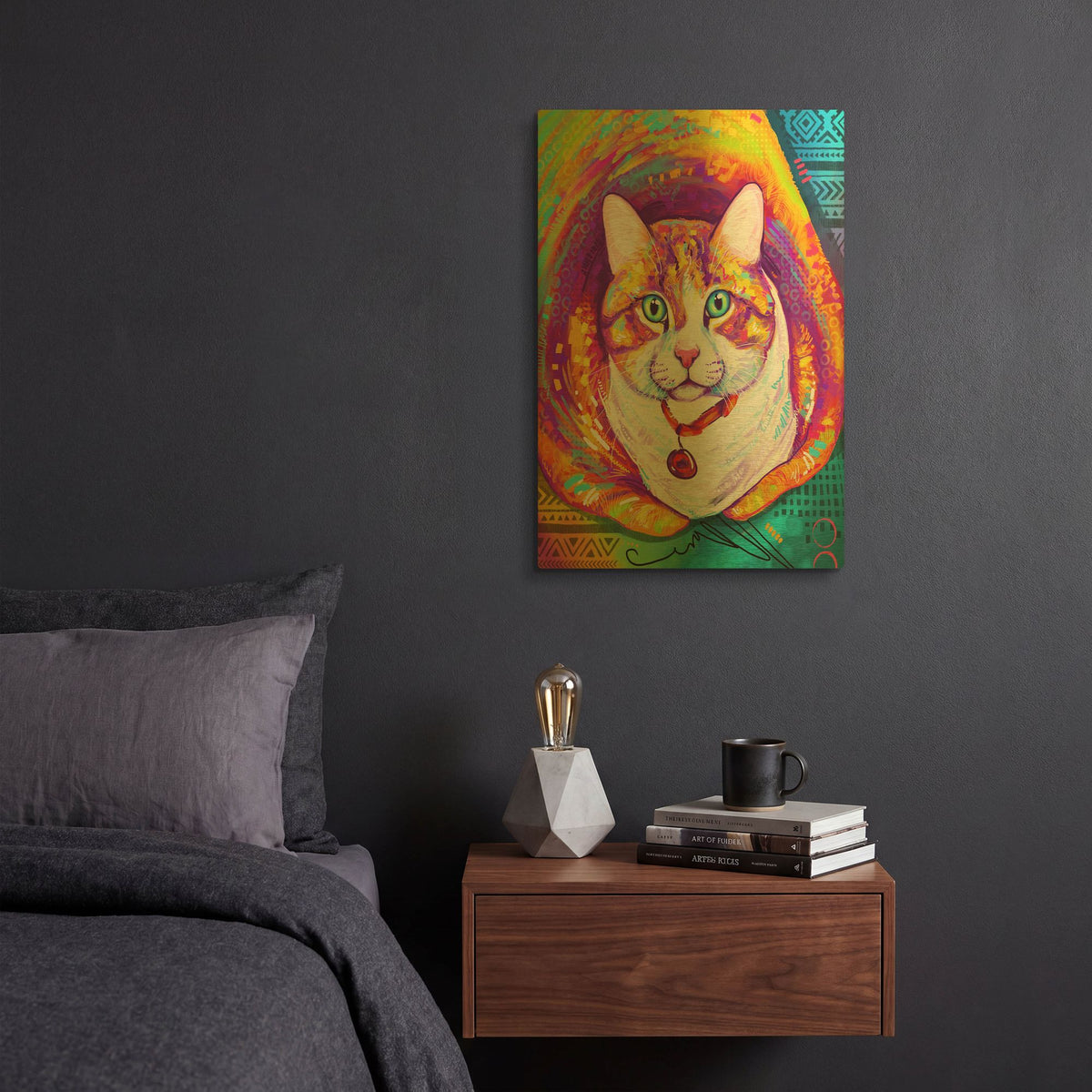 'Pop Art Tabby Cat 2' By Furbaby Affiliates Gold Metal Wall Art