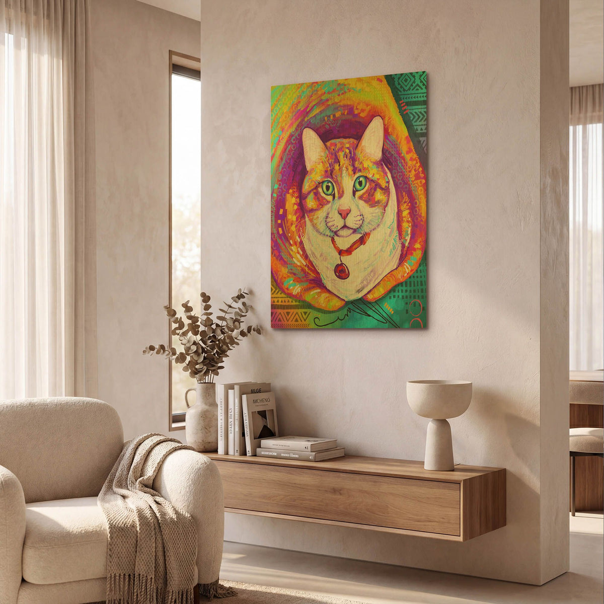 'Pop Art Tabby Cat 2' By Furbaby Affiliates Gold Metal Wall Art