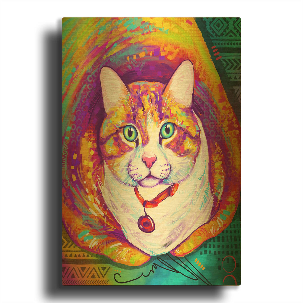 'Pop Art Tabby Cat 2' By Furbaby Affiliates Gold Metal Wall Art