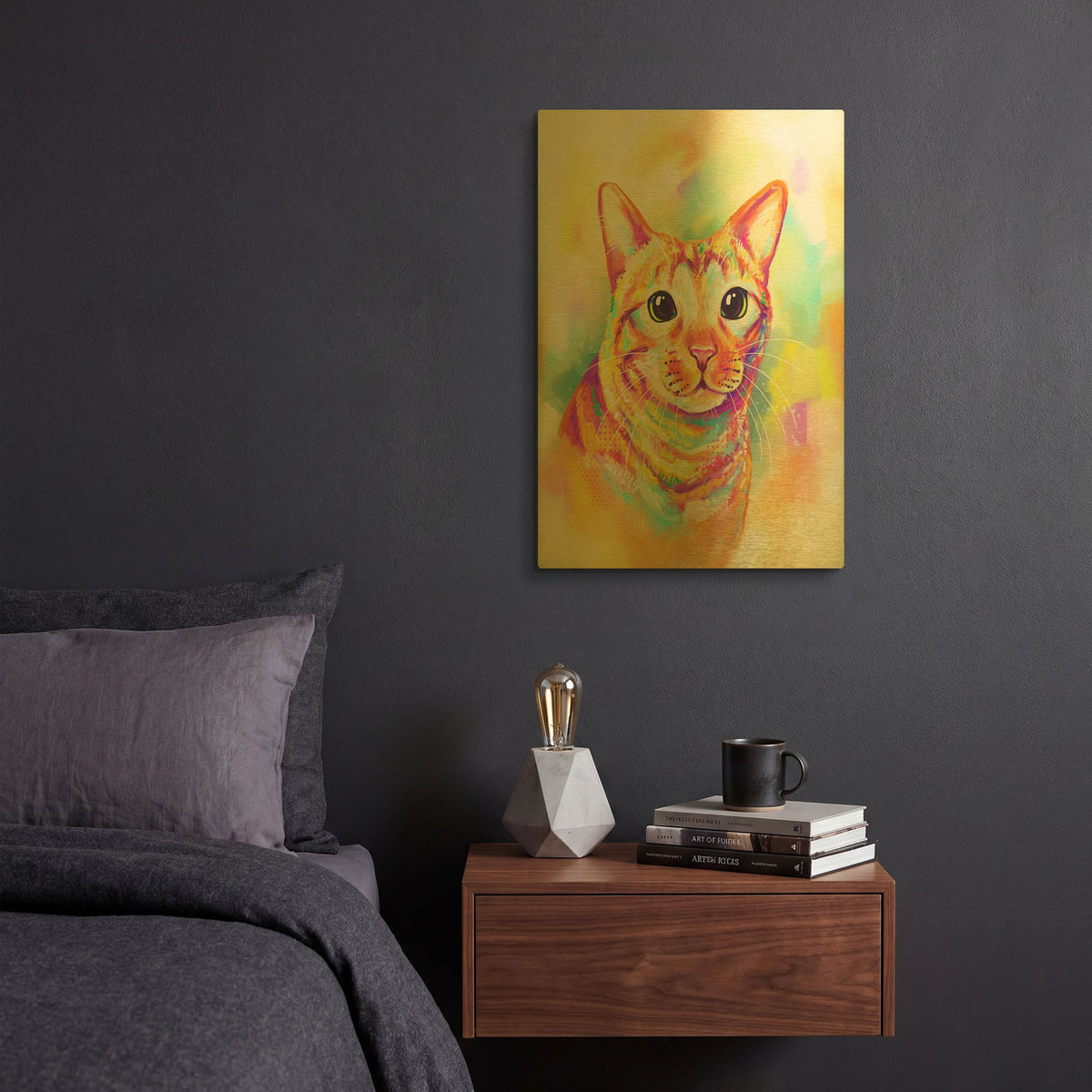'Pop Art Tabby Cat 3' By Furbaby Affiliates Gold Metal Wall Art