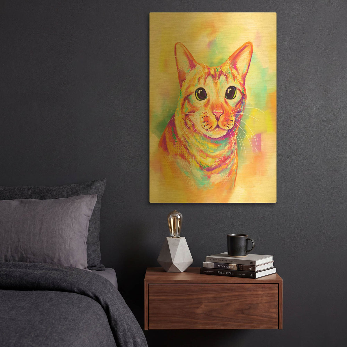 'Pop Art Tabby Cat 3' By Furbaby Affiliates Gold Metal Wall Art