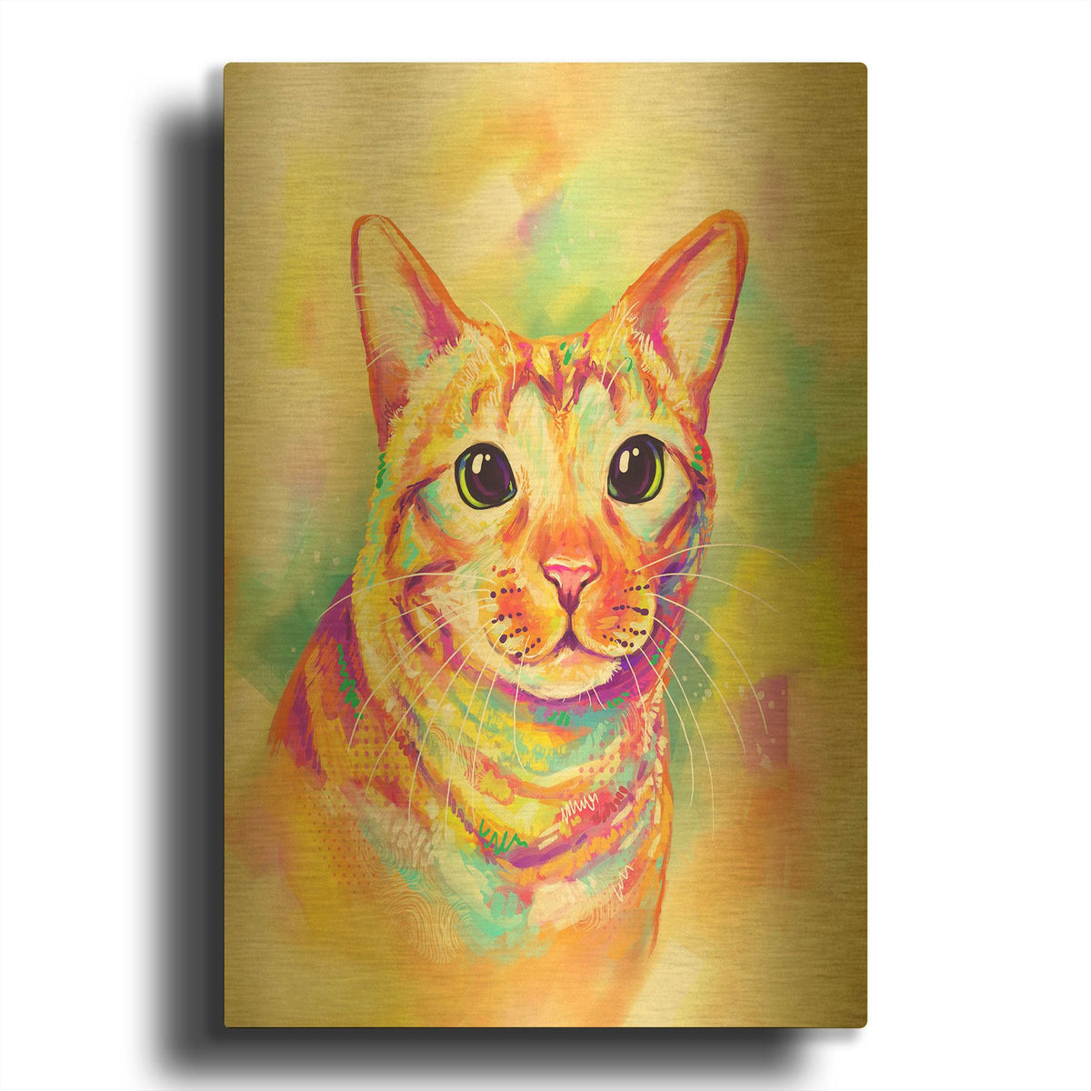 'Pop Art Tabby Cat 3' By Furbaby Affiliates Gold Metal Wall Art