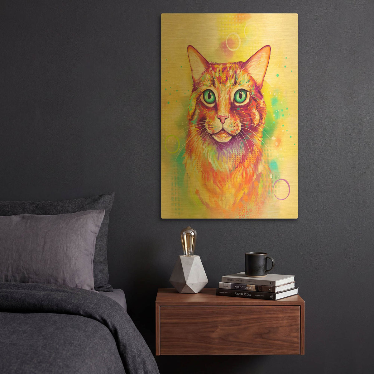 'Pop Art Tabby Cat' By Furbaby Affiliates Gold Metal Wall Art