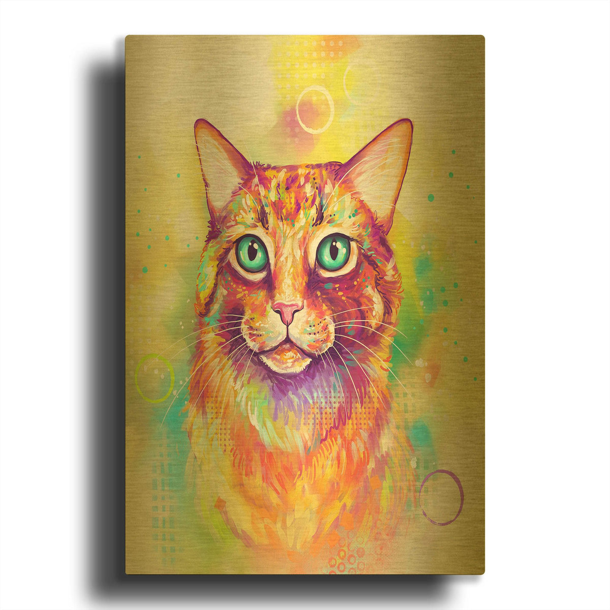 'Pop Art Tabby Cat' By Furbaby Affiliates Gold Metal Wall Art