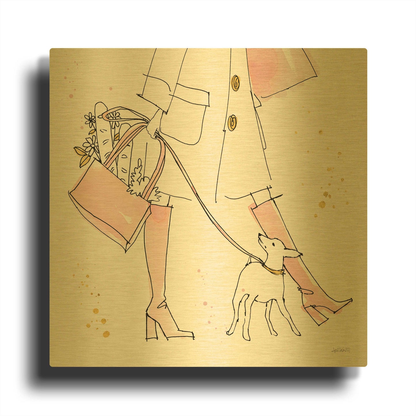 'Fashion Feet I' By Anne Tavoletti Gold Metal Wall Art