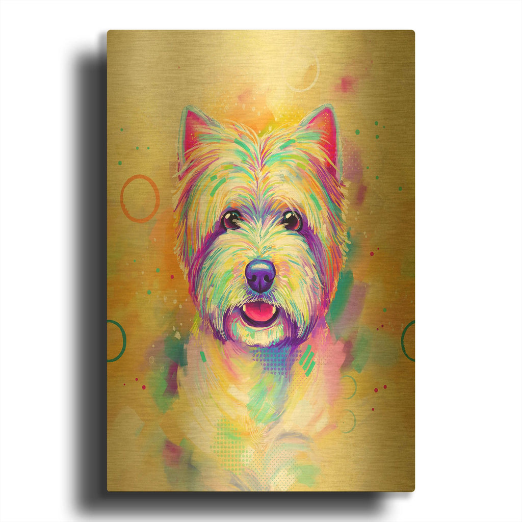 'Pop Art West Highland Terrier' By Furbaby Affiliates Gold Metal Wall Art