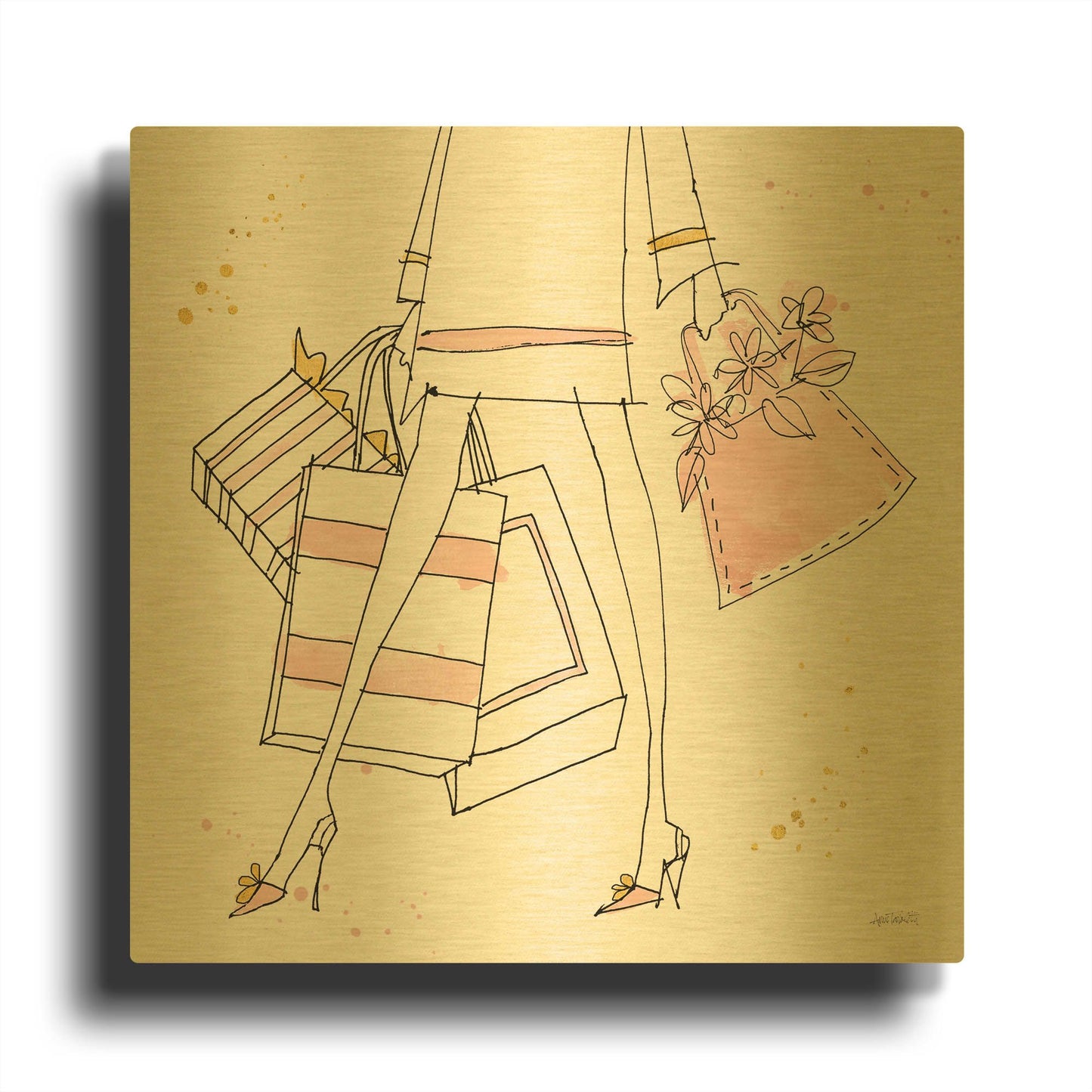 'Fashion Feet II' By Anne Tavoletti Gold Metal Wall Art