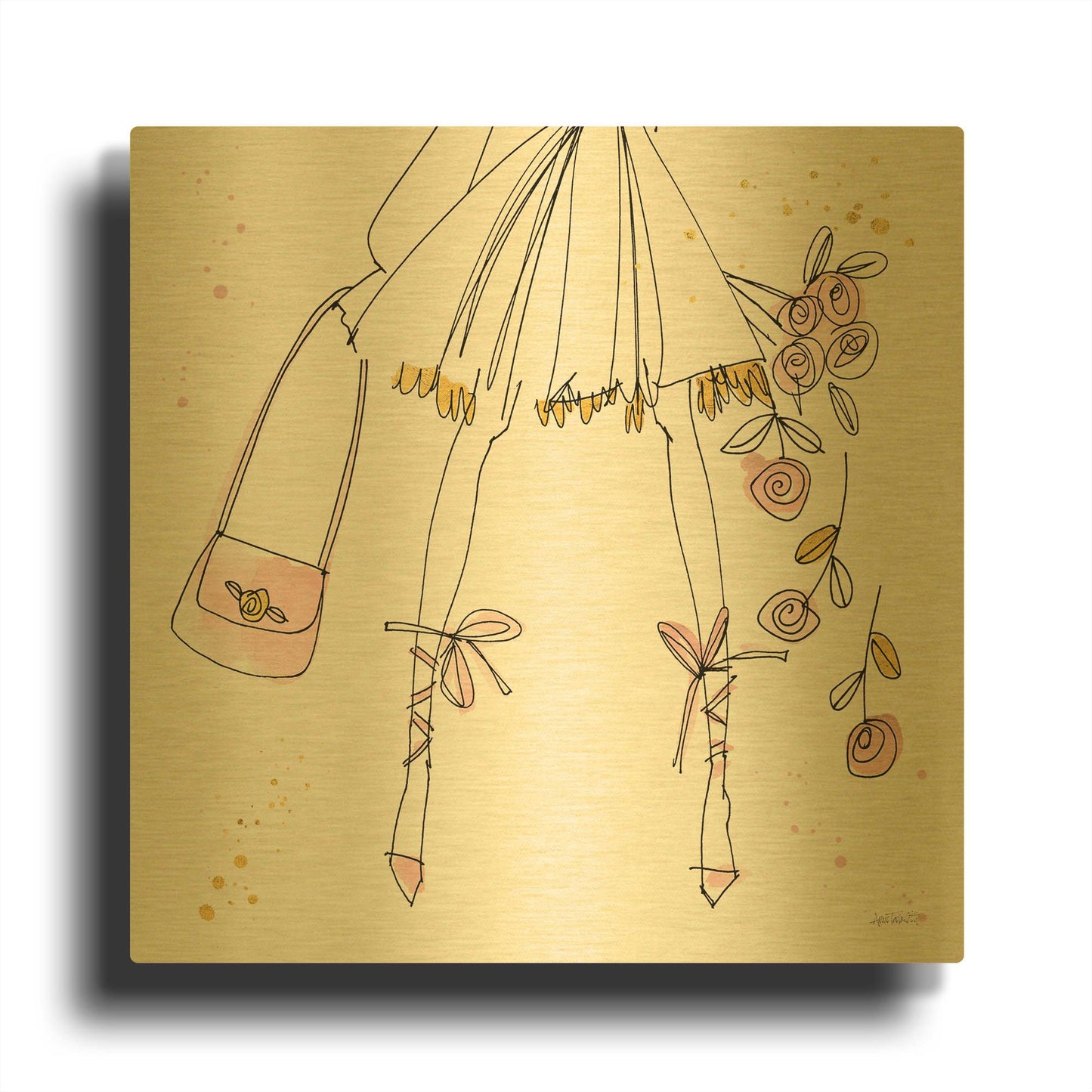 'Fashion Feet IV' By Anne Tavoletti Gold Metal Wall Art