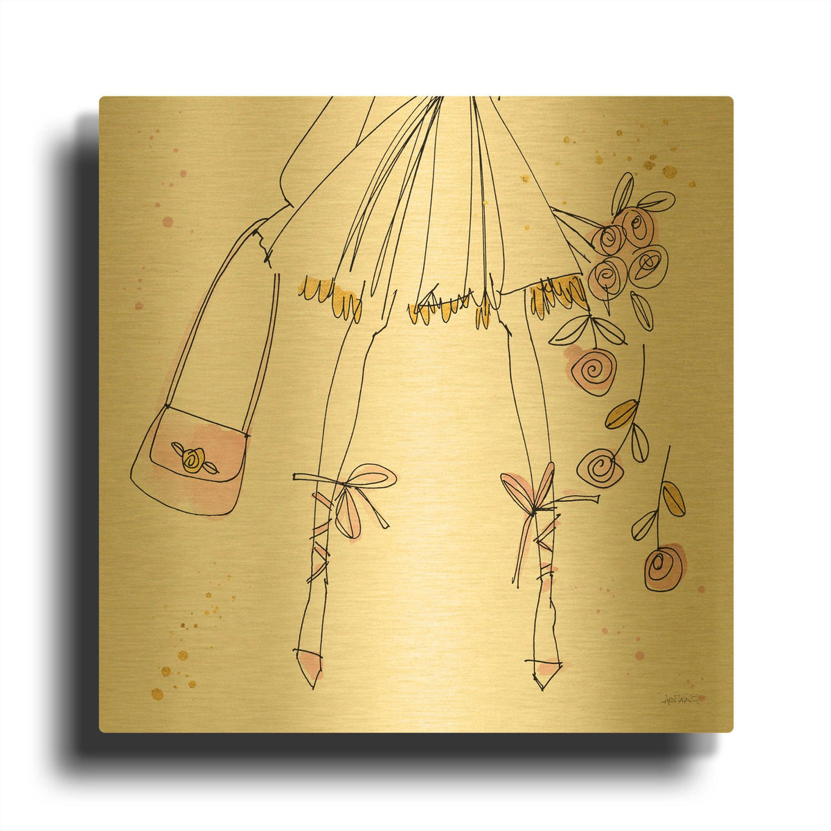 'Fashion Feet IV' By Anne Tavoletti Gold Metal Wall Art