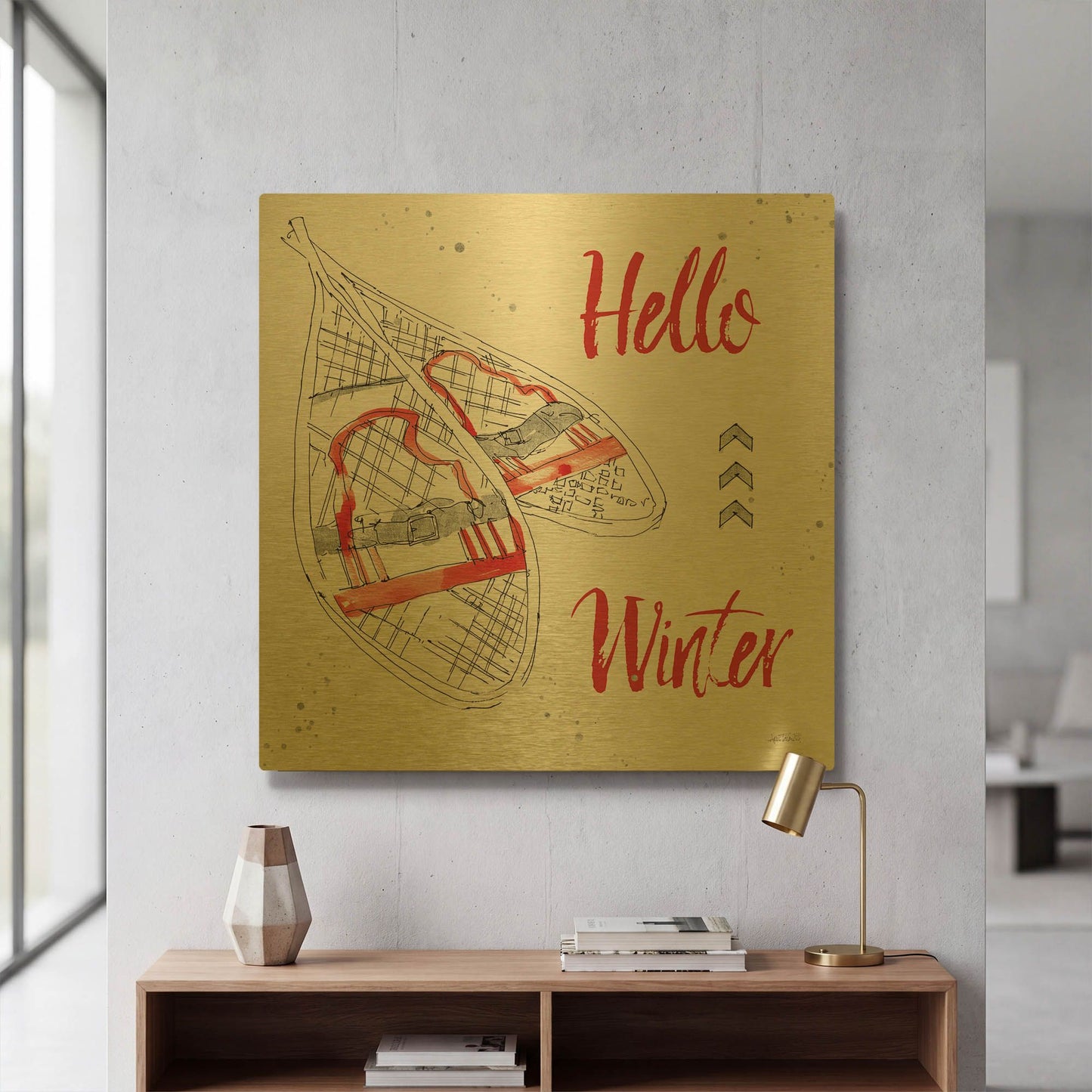 'Winter Fashion IX' By Anne Tavoletti Gold Metal Wall Art
