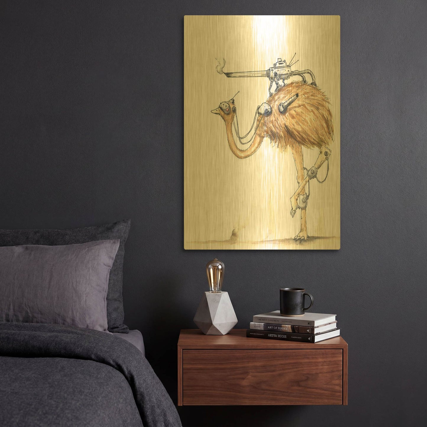 'War Emu' By Craig Snodgrass Gold Metal Wall Art