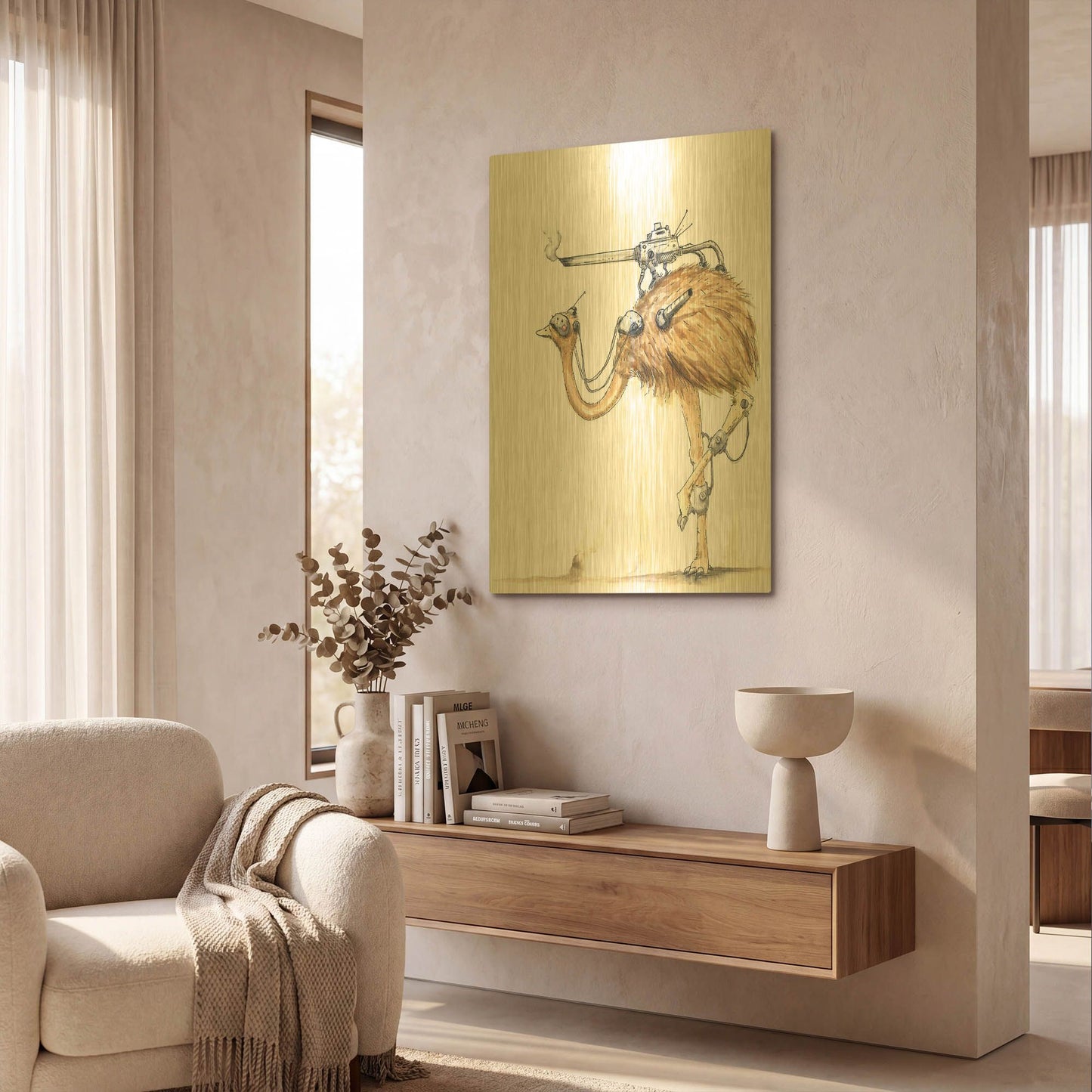 'War Emu' By Craig Snodgrass Gold Metal Wall Art