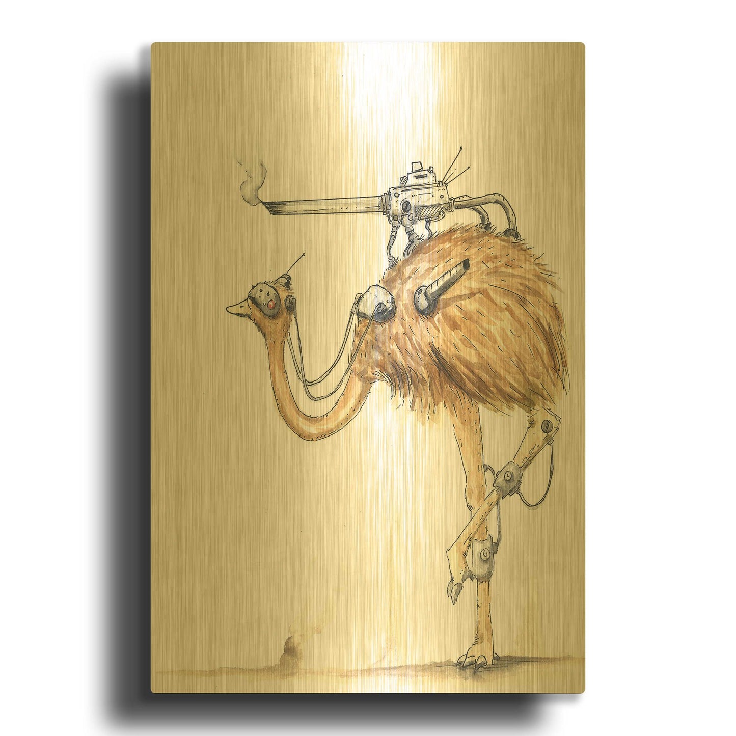 'War Emu' By Craig Snodgrass Gold Metal Wall Art