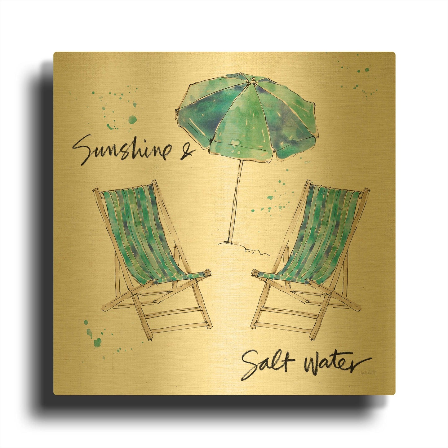 'Beach Divas Life' By Anne Tavoletti Gold Metal Wall Art