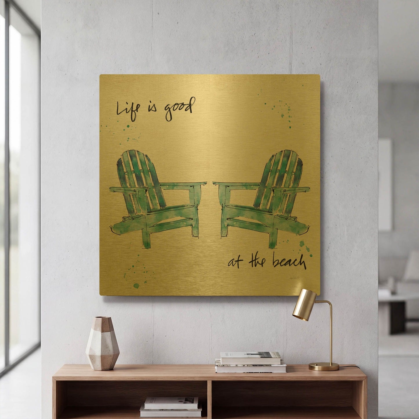 'Beach Divas Salt Water' By Anne Tavoletti Gold Metal Wall Art
