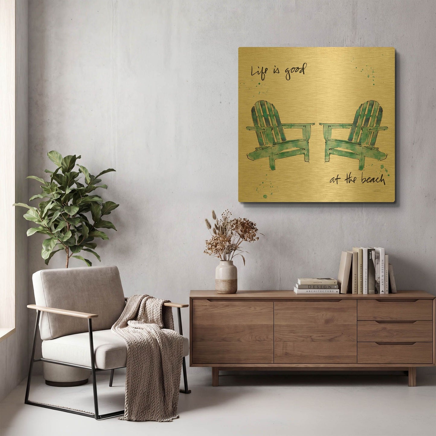 'Beach Divas Salt Water' By Anne Tavoletti Gold Metal Wall Art