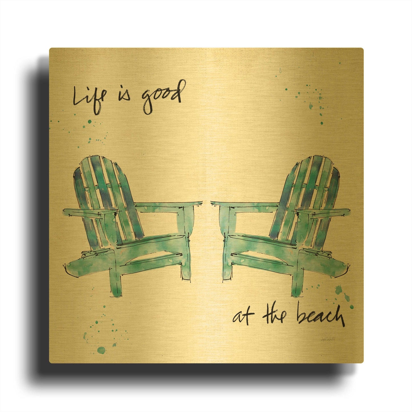 'Beach Divas Salt Water' By Anne Tavoletti Gold Metal Wall Art