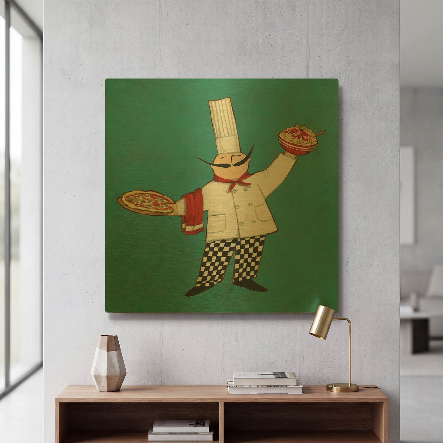 'Pasta Chef in Color' By Anne Tavoletti Gold Metal Wall Art