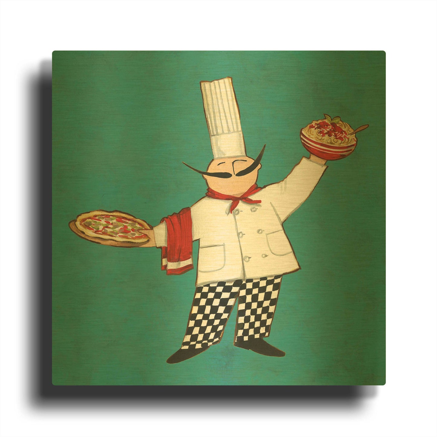 'Pasta Chef in Color' By Anne Tavoletti Gold Metal Wall Art