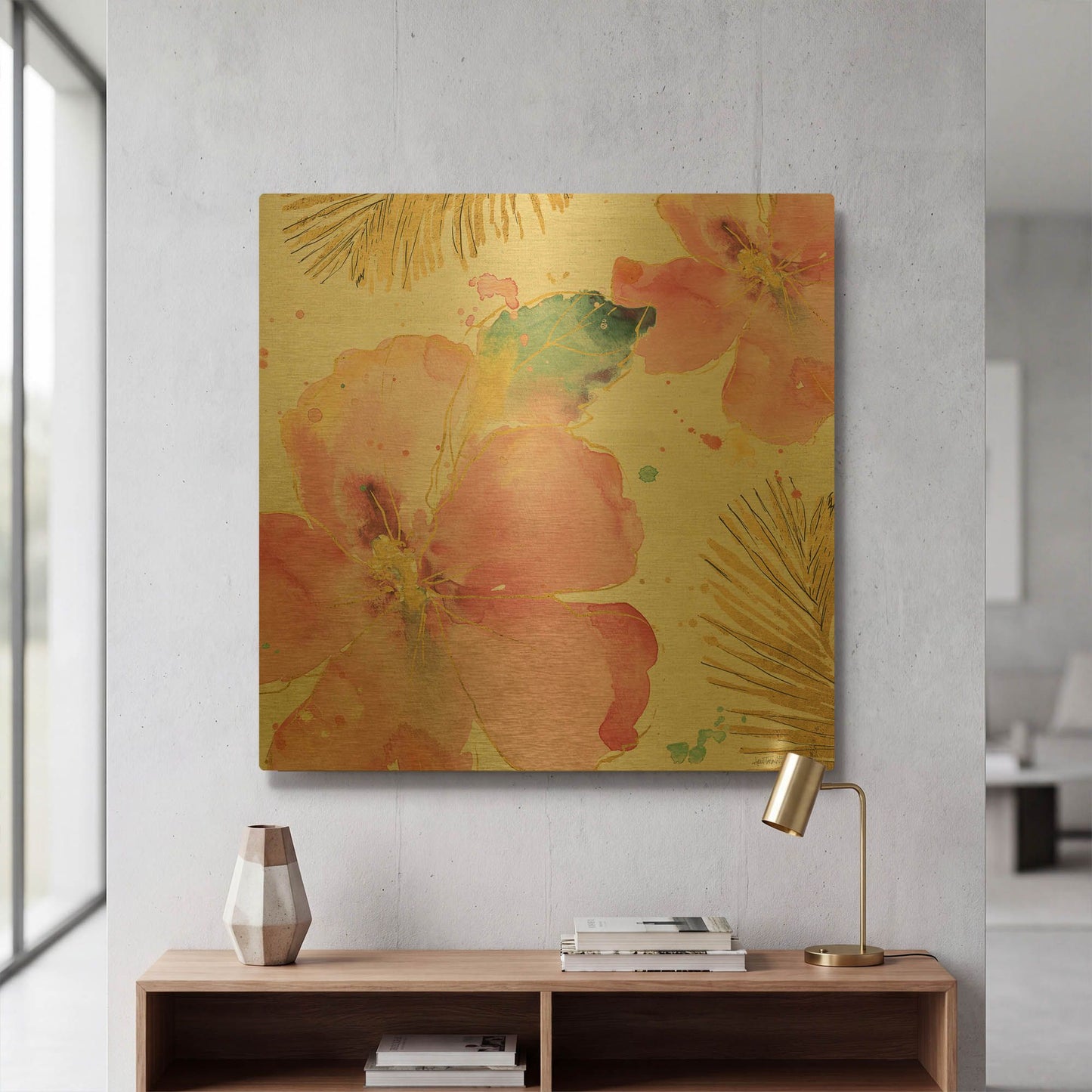 'Flamingo Fever VIII' By Anne Tavoletti Gold Metal Wall Art