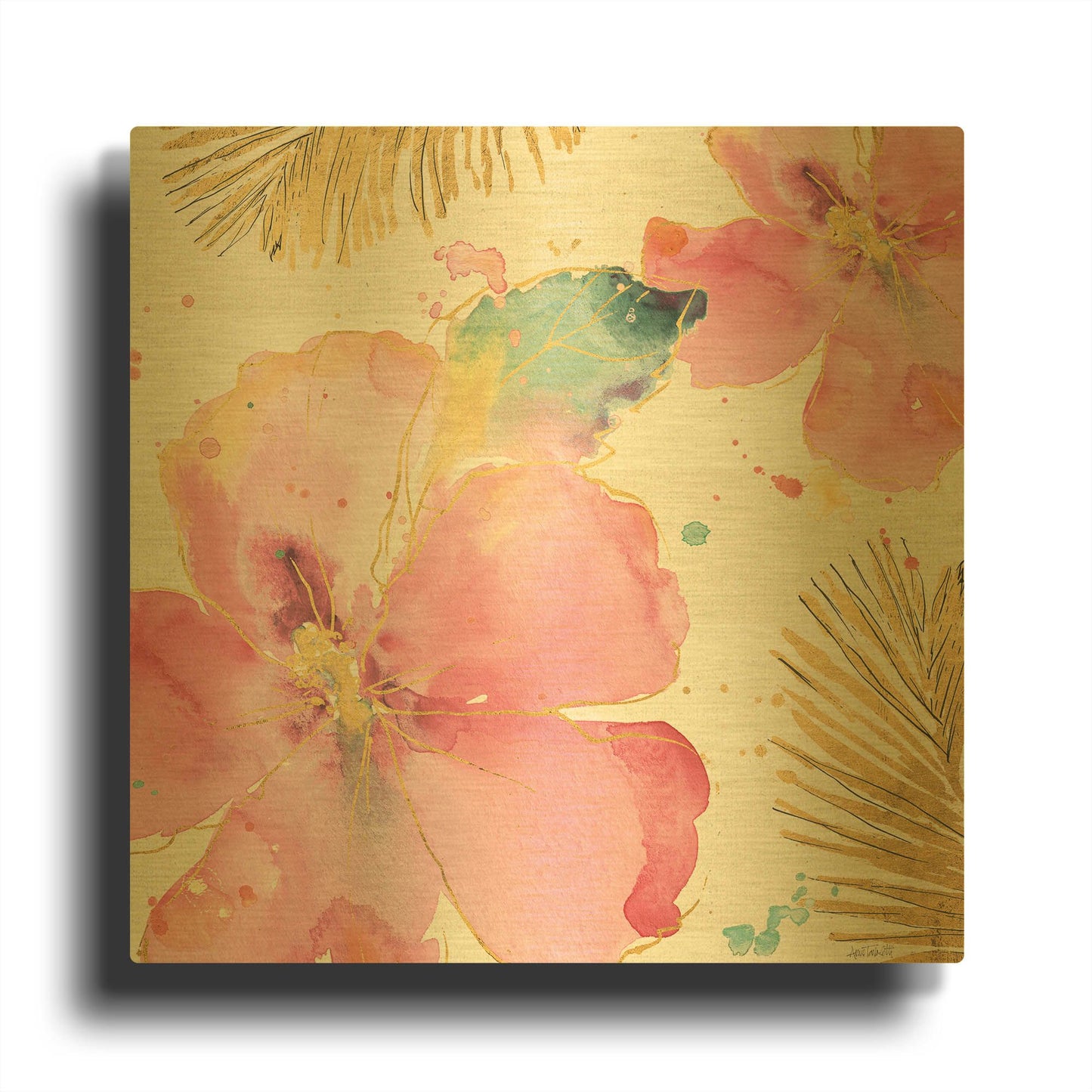 'Flamingo Fever VIII' By Anne Tavoletti Gold Metal Wall Art