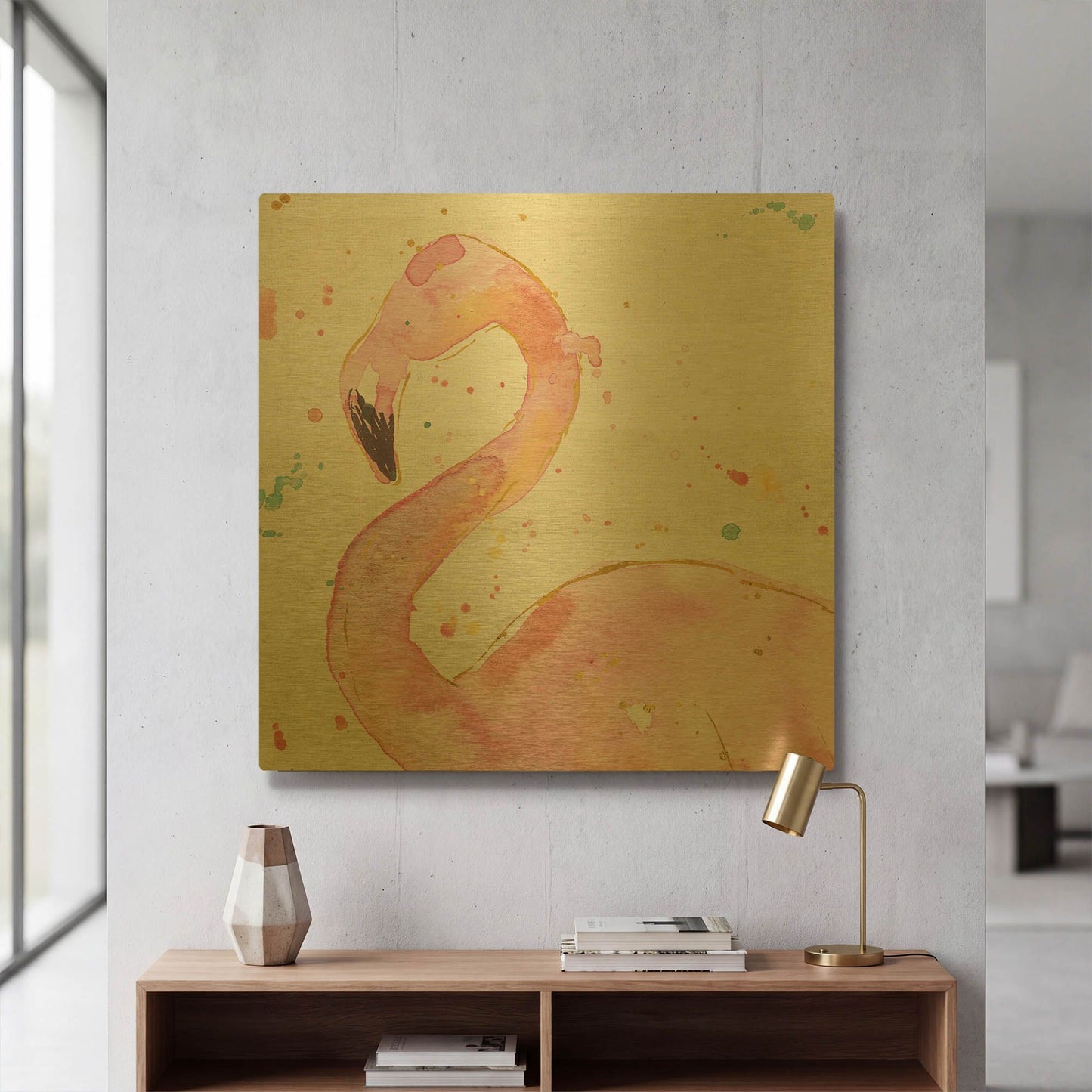 'Flamingo Fever III' By Anne Tavoletti Gold Metal Wall Art