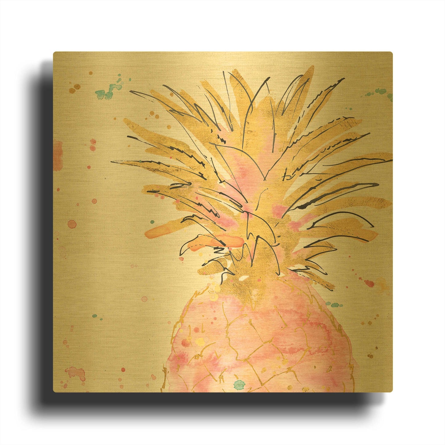 'Flamingo Fever V' By Anne Tavoletti Gold Metal Wall Art