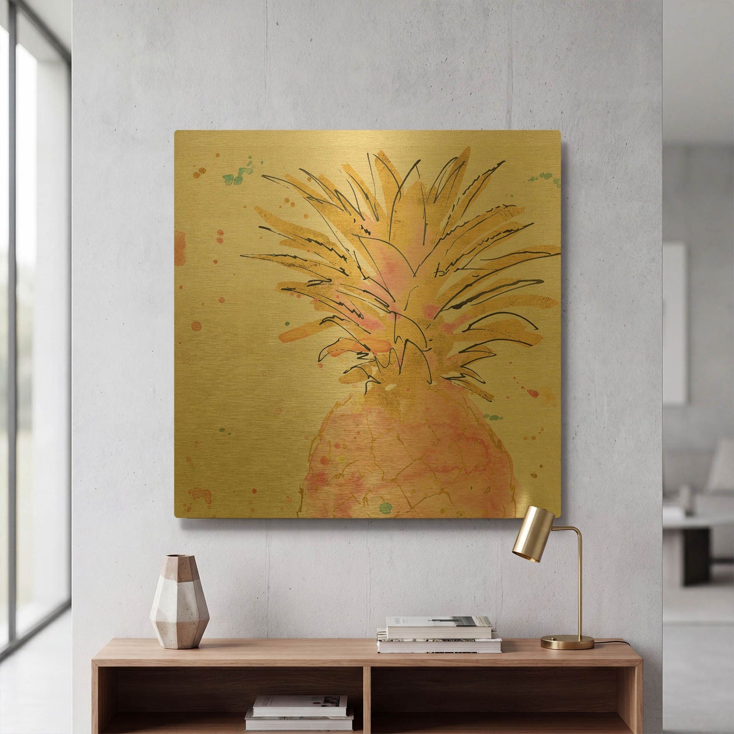 'Flamingo Fever V' By Anne Tavoletti Gold Metal Wall Art
