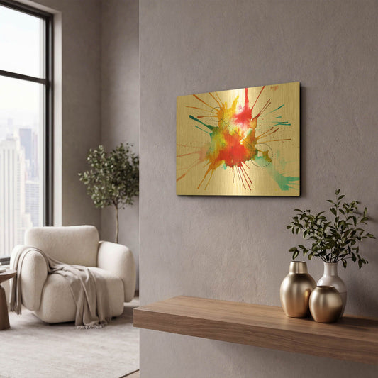 'Watercolor Splat' By Craig Snodgrass Gold Metal Wall Art