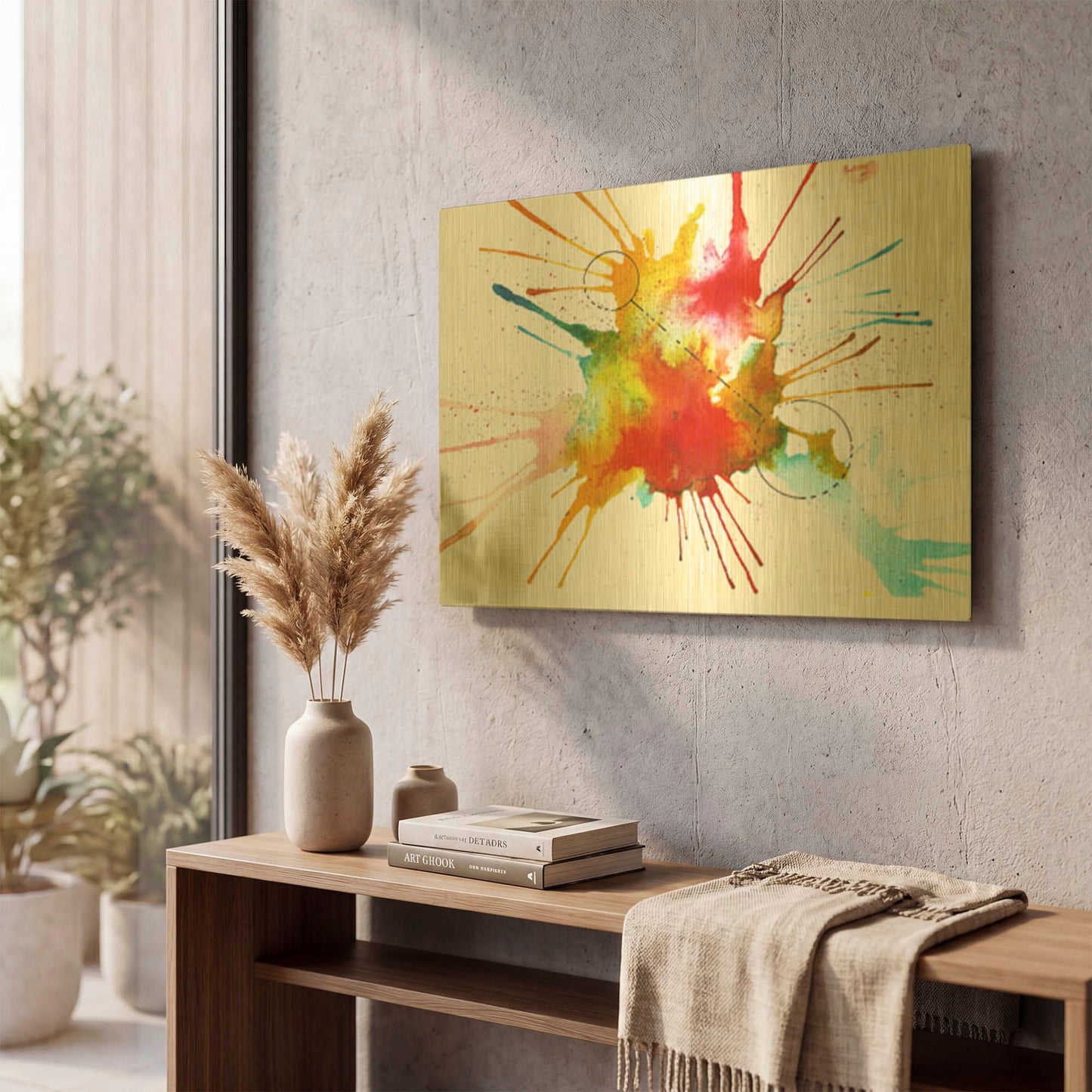 'Watercolor Splat' By Craig Snodgrass Gold Metal Wall Art