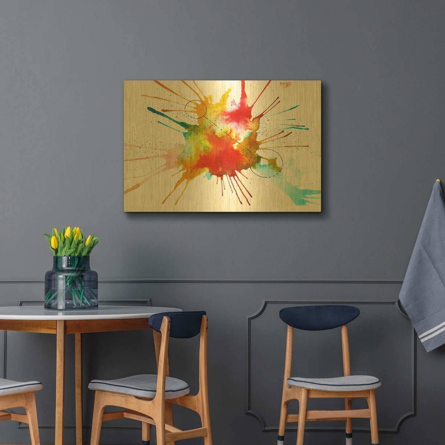 'Watercolor Splat' By Craig Snodgrass Gold Metal Wall Art
