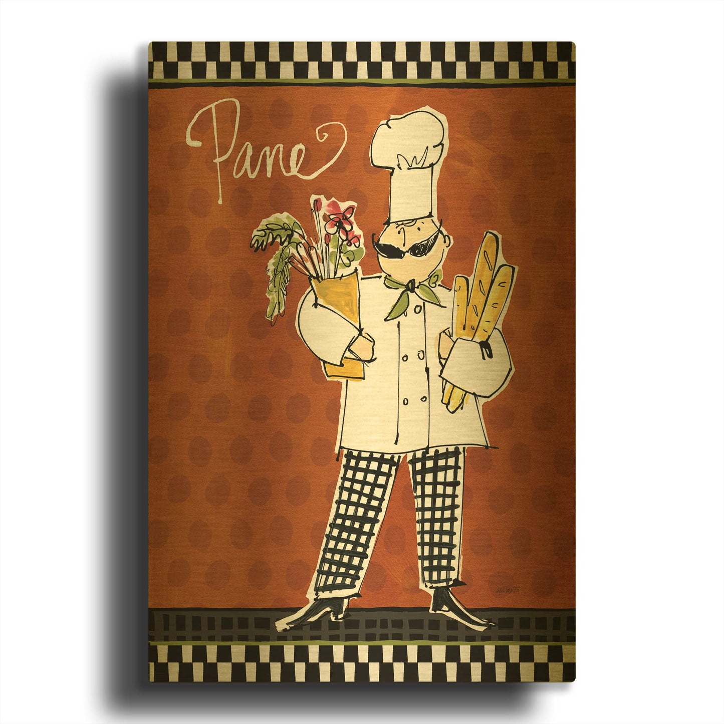 'Chefs on the Go III' By Anne Tavoletti Gold Metal Wall Art
